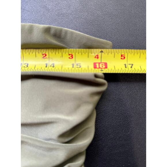 Norma Kamali Strapless Diana Ruched Dress Stretch Midi Olive Green Size XL - Picture 13 of 13